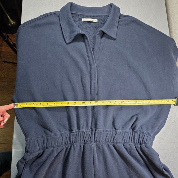 Abercrombie & Fitch Navy Blue Long Sleeve Polo Fleece Shorts Romper XL - Picture 3 of 10